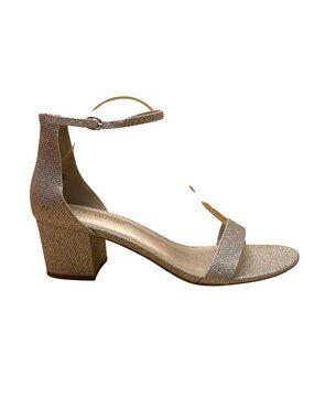 Dream Pairs Womens Silver Glitter Synthetic Low Chunk Heel Sandals Size 11